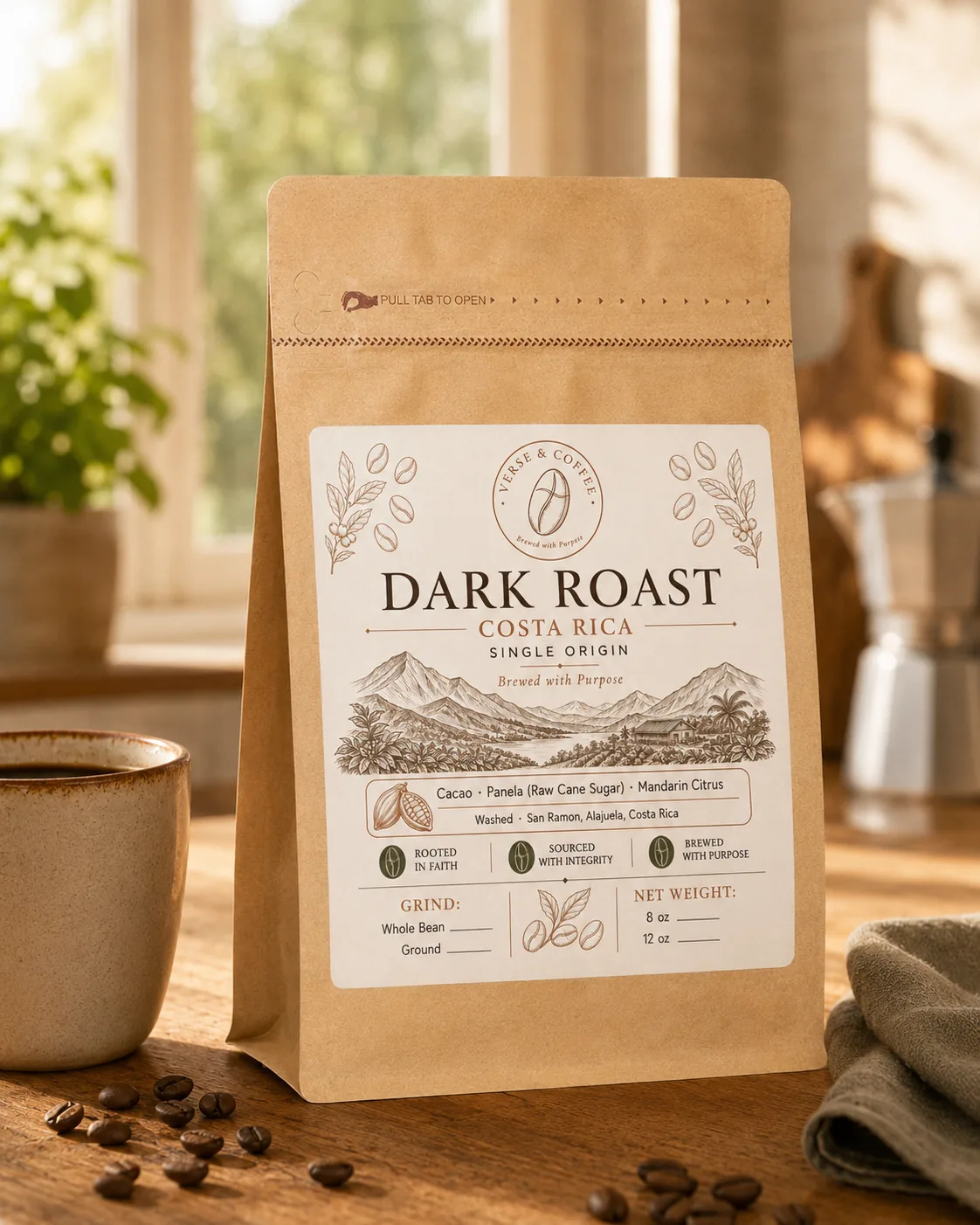 Costa Rica Dark Roast coffee bag